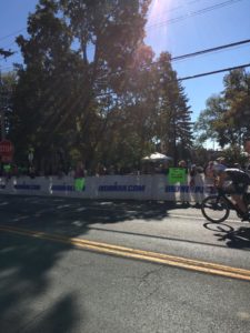 Charles passing through Granger on the bike course.